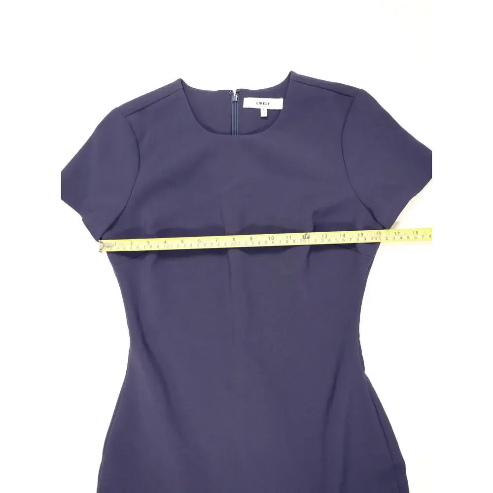Likely Navy Blue Ruffle Hem Sheath Dress Elegant Cocktail Workwear Occasion New